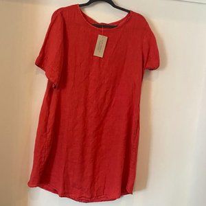 Never worn Linen Coral Dress with Pockets (Large)